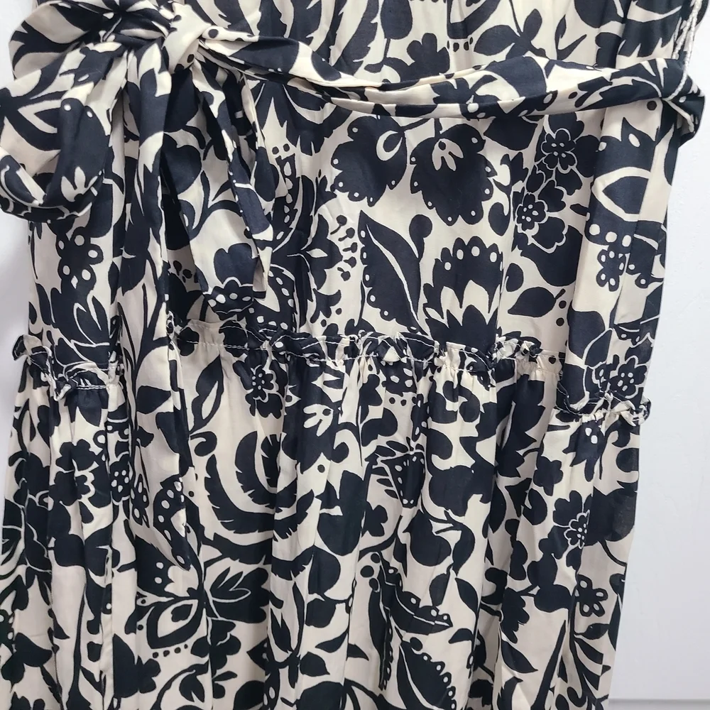Ann Taylor Monochrome Floral‎ Sleeveless Midi Dress 8P